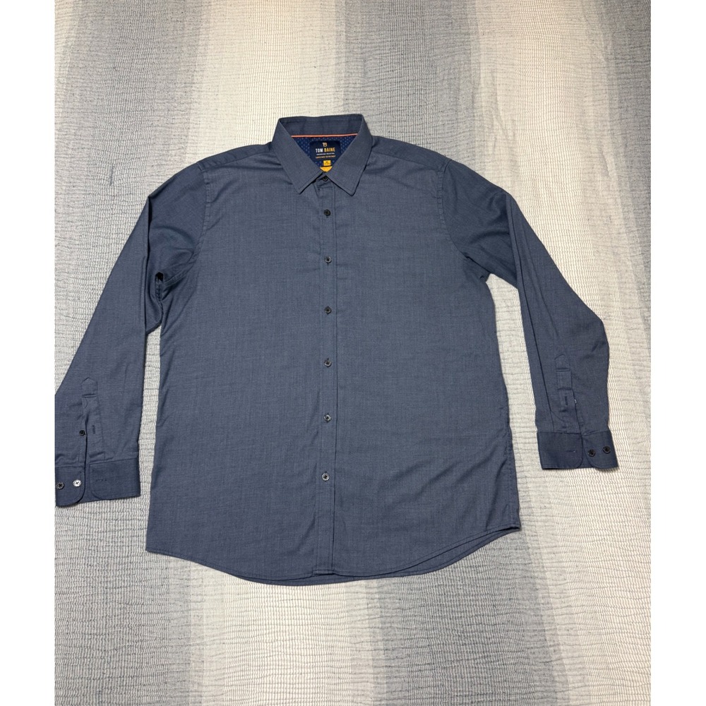 Tom Baine Performance Slim Fit Shirt Mens XL Navy Blue Long Sleeve Stretch XL